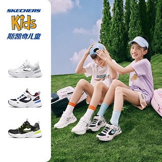 斯凯奇（Skechers）斯凯奇气泡熊童鞋男女童镂空凉鞋夏季款儿童运动鞋子 乌龙气泡熊/白色/黑色/WBK 30码