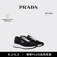 PRADA/普拉达男士金属三角形徽标饰再生尼龙运动鞋 黑色 6