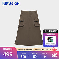 FILA FUSION斐乐潮牌女子梭织裙2024夏季时尚休闲工装半身裙 岫红棕-BN 170/70A/L