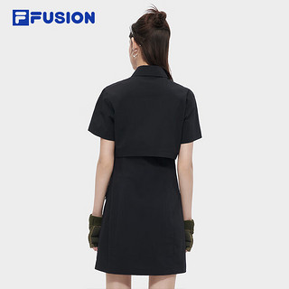 FILA FUSION斐乐潮牌女子连衣裙两件套2024夏季时尚休闲裙子 正黑色-BK 175/92A/XL