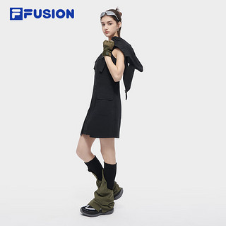 FILA FUSION斐乐潮牌女子连衣裙两件套2024夏季时尚休闲裙子 正黑色-BK 175/92A/XL