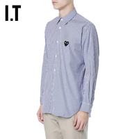 COMME des GARÇONSIT CDG PLAY COMME des GARCONS男装长袖衬衫条纹爱心LOGO饰18ME