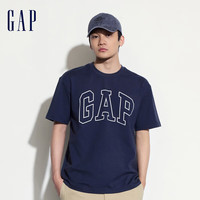 GAP男装2024夏新款撞色logo圆领短袖T恤纯棉上衣544465