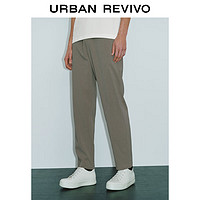 URBAN REVIVO UR2024夏季新款男时尚休闲简约舒适松紧腰抽绳萝卜裤UMF640034 卡其棕 34