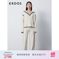 ERDOS 早春精纺厚款烫贴落肩袖宽松针织连帽女套衫羊绒衫