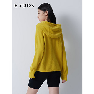 ERDOS 早春带帽全成型舒适休闲宽松女套衫羊绒衫 水仙黄 165/88A/L