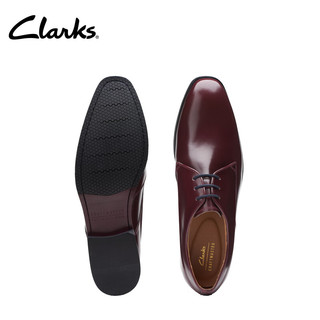 Clarks其乐工艺系列男鞋商务正装皮鞋舒适透气德比新婚鞋婚鞋 深红色 261745437 41.5