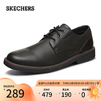 SKECHERS 斯凯奇 男鞋软底商务休闲皮鞋防滑德比鞋66438 全黑色/BBK 44