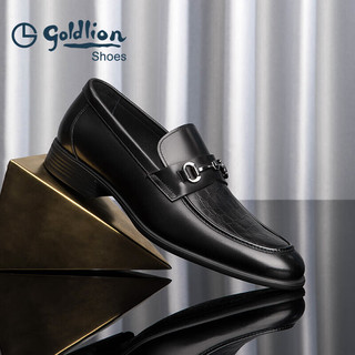 金利来（goldlion）男鞋皮鞋乐福鞋时尚个性舒适套脚商务休闲鞋58013089501A黑色40
