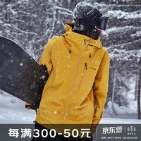 AWKA单板宽松美式滑雪服女秋冬季男士防水3L专业雪地外套上衣 姜黄 S 偏大一码
