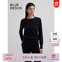 BLUE ERDOS羊绒衫女100%山羊绒秋冬款百搭基础款打底毛衣套衫 圆领-黑 170/88A/L