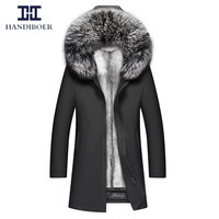 汉帝泊尔海宁派克服男整貂皮草中长款可拆卸十字貂内胆皮毛一体厚外套潮牌 黑色(