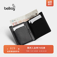 bellroy 澳洲Note Sleeve极简短夹男士皮夹时尚礼物超薄简约钱包 墨黑色（防盗刷）