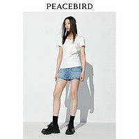 PEACEBIRD 太平鸟 经典纯色双面丝光T恤女短袖