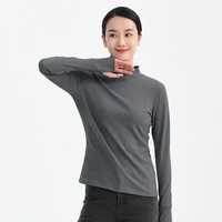 铜牛设计师款棉氨皱布半高领女打底衫2022秋季上装VS242 灰色 170/95