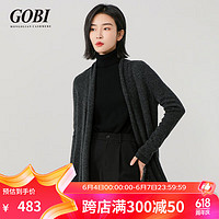 GOBI戈壁宽松休闲柔软亲肤羊绒衫女薄款毛衣外套针织开衫 深灰色+金色线 75 L