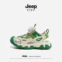 Jeep 吉普 凉鞋夏款包头软底2024防滑儿童沙滩鞋 薄荷绿