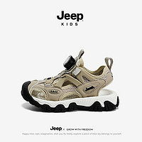 Jeep 吉普 凉鞋夏款包头软底2024防滑运动鞋 深米黑