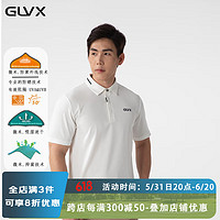 GLVX 高爾夫服裝男裝短袖polo衫夏季防曬抑菌防異味吸濕速干彈力T恤 白色 L