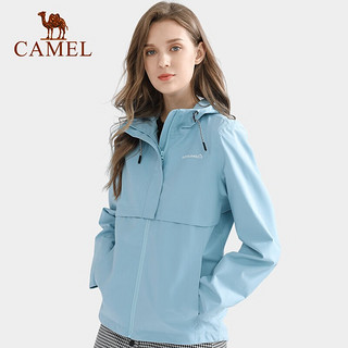 骆驼 CAMEL珠穆朗玛系列单层冲锋衣男女春秋薄款韩版潮流外套旅行服 A0W1UH108A，阿罗纳蓝，女 S