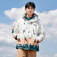 森马 Semir【80%含绒量】冬季字母渐变印花加厚连帽外套短款男士羽绒服男