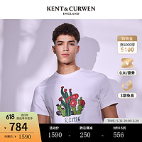 KENT&CURWEN 肯迪文 KC24夏季新款男女同款纯棉宽松圆领印花T恤K4970EI101 白色 XL