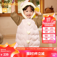 巴拉巴拉婴儿连体衣羽绒服男童2023款女童秋冬哈衣爬服萌趣时尚 粉红色-甜美蝴蝶结-60045 100cm