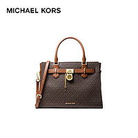 MICHAEL KORS 迈克·科尔斯 礼物 HAMILTON老花斜挎手提托特包凯莉包中号 深棕/牛皮棕