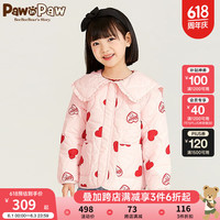 PawinPaw卡通小熊童装女童大翻领绗缝夹棉印花外套 红色/20 150