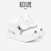 Ruco Line 如卡萊女鞋牛皮革魚嘴增高坡跟拖鞋高跟鞋