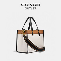 COACH 蔻驰 奥莱女士拼色COACH徽章FIELD 30号托特包