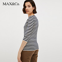 MAX&Co. 麦克斯蔻 2023春夏新款 真丝条纹T恤7941023003003maxco