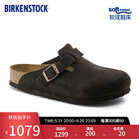 BIRKENSTOCK 勃肯 软木包头拖鞋男女款绒面软底Boston系列 深棕窄版660463 37