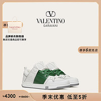 华伦天奴VALENTINO男士 OPEN SKATE小牛皮运动小白鞋 白色/白色/绿色绿白色/绿色 44