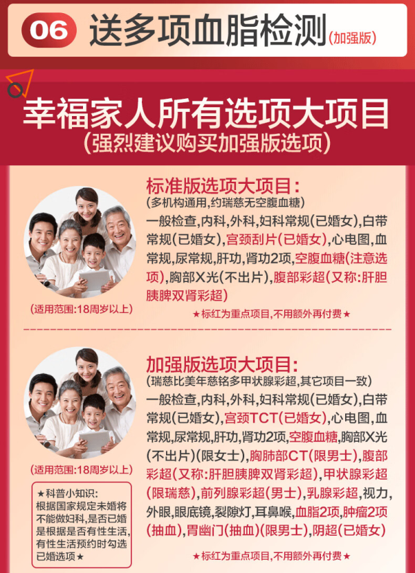 瑞慈体检 美年大健康 幸福家人加强版