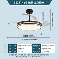 雷士（NVC）雷士照明北欧简约复古餐厅灯风扇灯隐形扇叶房间遥控led 36W星冰黑 RA95高显