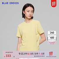 BLUE ERDOS 短袖T恤 休闲口袋设计舒适纯色针织内搭 嫩黄 155/76A/XS