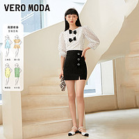 VERO MODA 奥莱夏季清仓百搭高腰显瘦立体蝴蝶结装饰半身短裙女