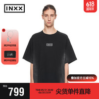 英克斯(inxx)时尚潮牌夏新品复古做旧短袖情侣休闲宽松T恤XXE2010222 黑色