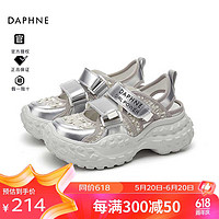 DAPHNE 达芙妮 女士拖鞋外穿2024夏季新款防水防滑透气单鞋厚底运动凉鞋 银色 38