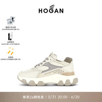 HOGAN女鞋2024HYPERACTIVE系列时尚复古厚底猫爪鞋老爹鞋 米白/灰 36.5