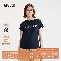 AIGLE 艾高 短袖T恤春夏户外休闲运动弹性柔软舒适圆领套头女士上衣 深海军蓝 BC511 38(165/88A)