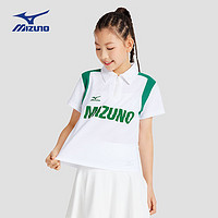 美津浓（MIZUNO）美津浓儿童短袖POLO衫2024年夏季男童女童休闲插肩袖上衣t 140cm (身高135-145cm) 白绿色