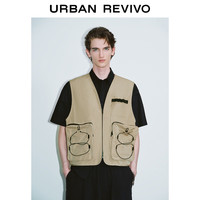 URBAN REVIVO 男士潮流户外工装机能风口袋拉链马甲 UMV140028