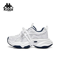卡帕（Kappa）运动老爹鞋子女鞋厚底增高透气小白鞋 经典白/海昌蓝 39 
