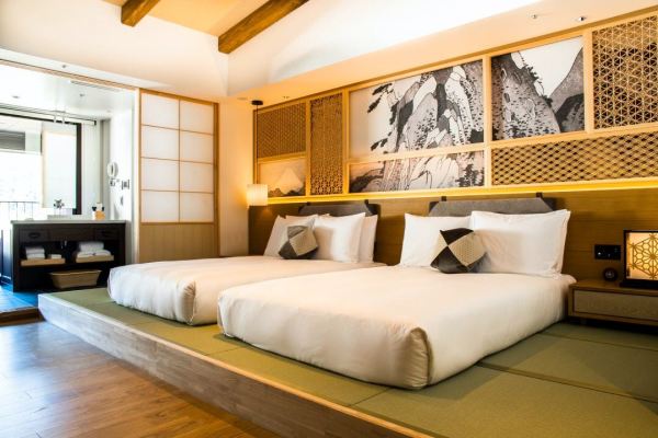 看红叶、赏雪！间间有私汤！日本HotelIndigo箱根强罗英迪格酒店 随机房型标准河景房（带私人温泉）1晚（含双早）