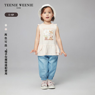 Teenie Weenie Kids小熊童装24夏季女宝宝纯棉印花无袖圆领T恤 白色 80cm