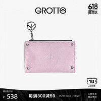 GROTTO 个乐 新款意大利进口植鞣绵羊皮真皮卡包钱包礼物 樱粉 均码