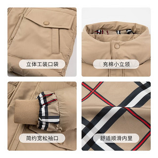 暇步士（Hush Puppies）童装男童羽绒服简洁百搭冬装羽绒服保暖舒适时尚休闲羽绒服 燕麦卡其 105cm