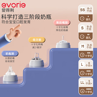 爱得利（evorie）Tritan奶瓶 新生儿奶瓶0-6个月防胀气 轻便防摔 婴儿奶瓶 灰 240ml 6月+